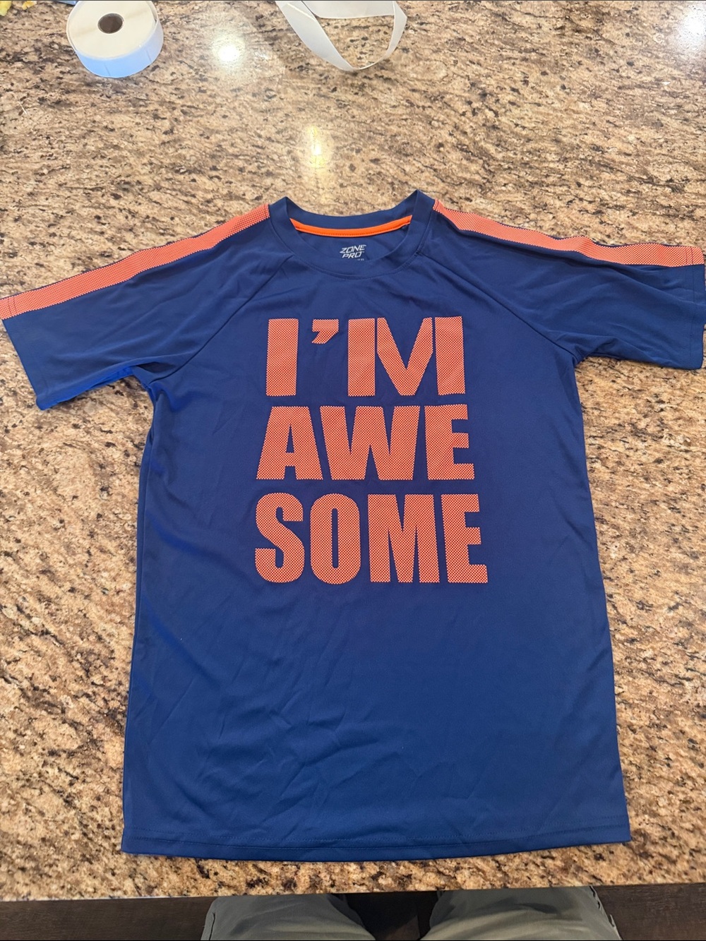 Zone Pro Navy Tee with Orange Neck Trim